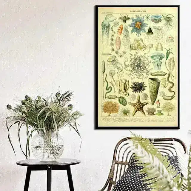Vintage Ocean Microbes Sea Life Wall Chart Poster Print