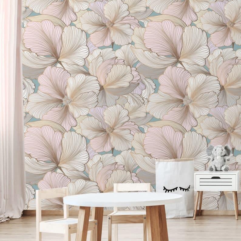 Vintage Oversized Exotic Floral Wallpaper - MAIA HOMES