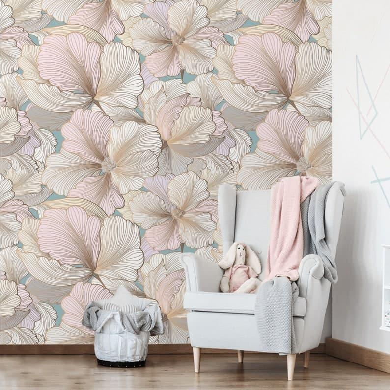 Vintage Oversized Exotic Floral Wallpaper - MAIA HOMES