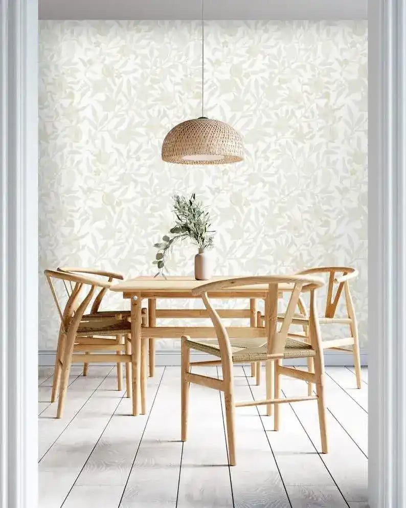 Vintage Pastel Minimalist Delicate Floral Wallpaper