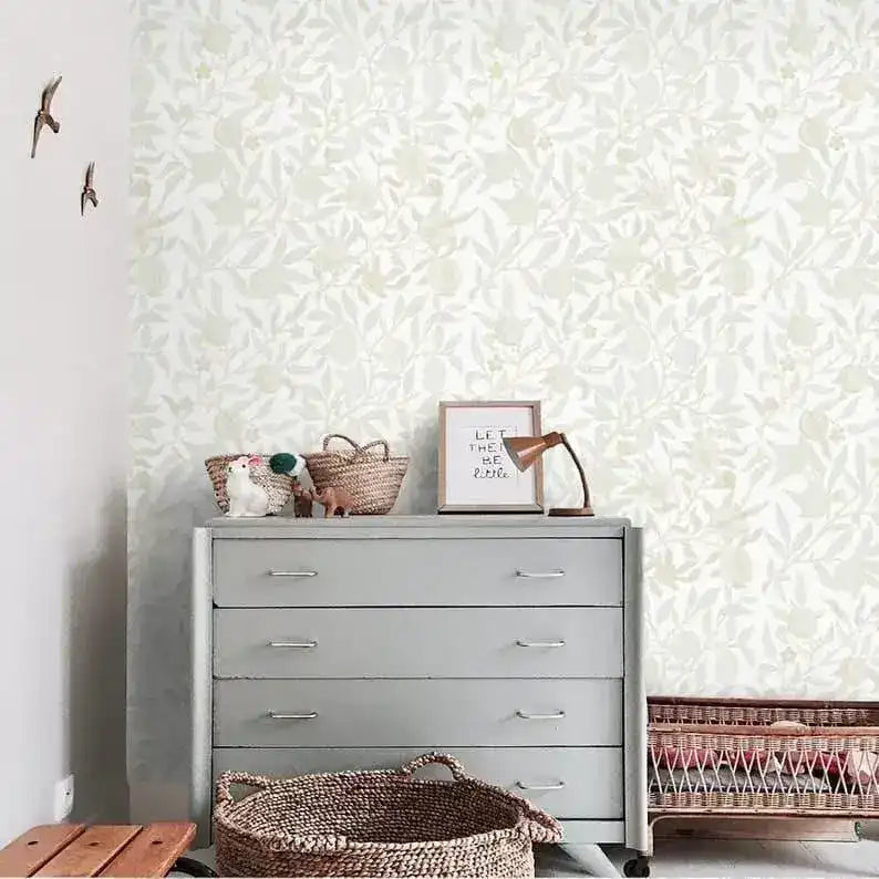 Vintage Pastel Minimalist Delicate Floral Wallpaper