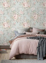 Vintage Pastel Pink and Gray Delicate Floral Wallpaper
