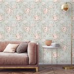 Vintage Pastel Pink and Gray Delicate Floral Wallpaper