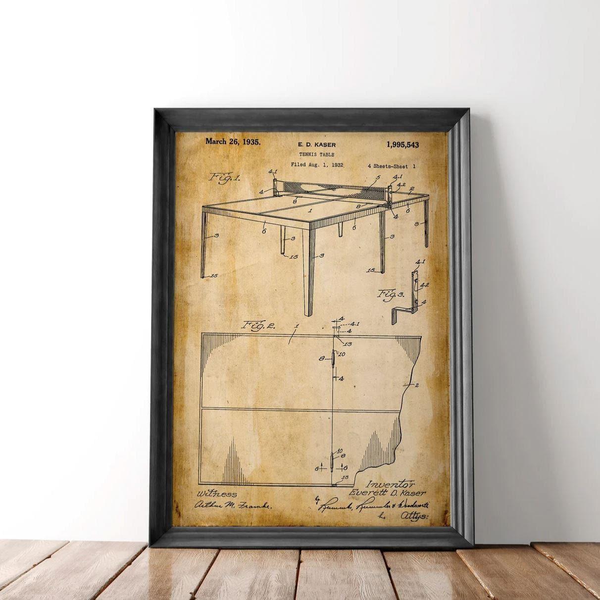 Vintage Table Tennis Patent Poster Print - MAIA HOMES
