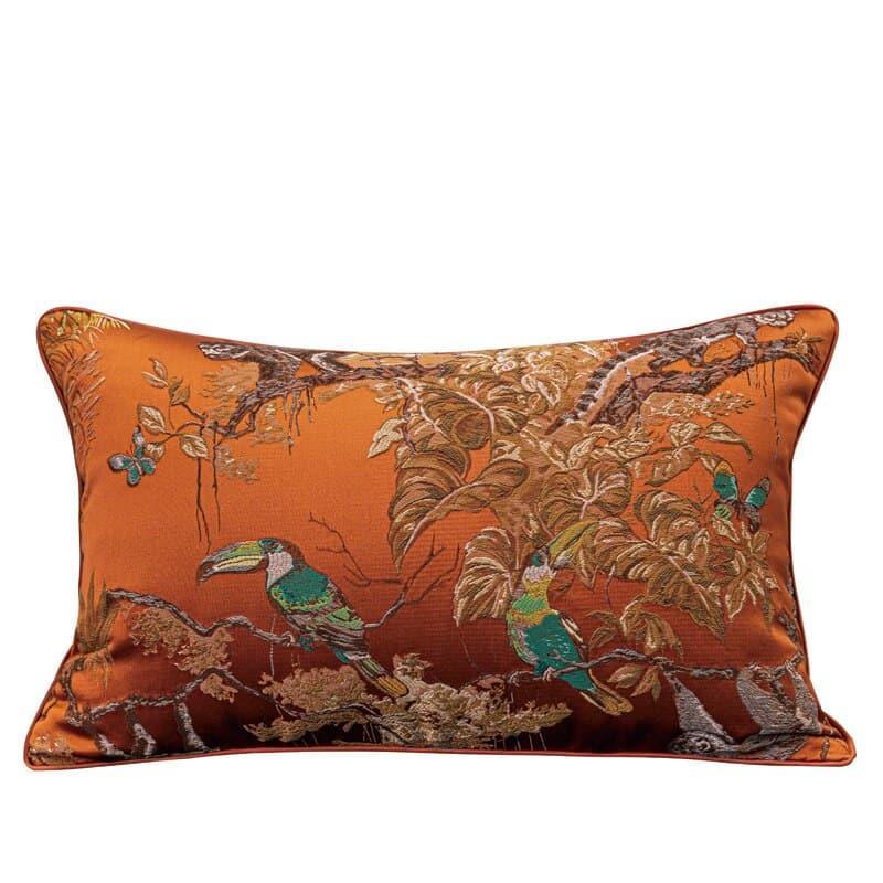 Vintage Toucan Jacquard Throw Pillow Cover - MAIA HOMES
