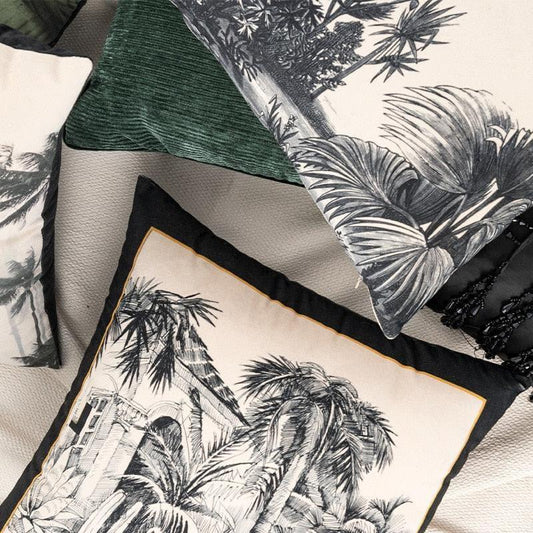 Vintage Tropical Palm Trees Velvet Accent Throw Pillow Cover - MAIA HOMES