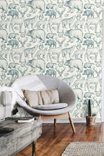 Vintage Wild Forest Life Blue Wallpaper