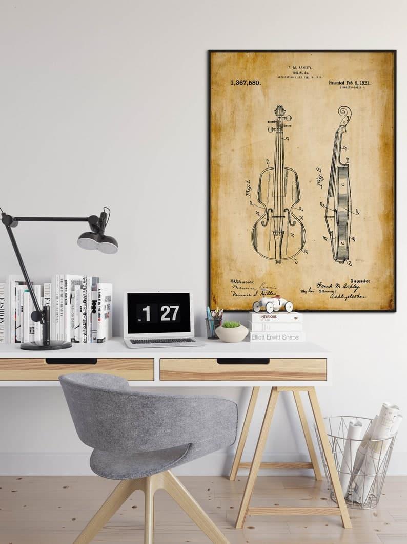 Violin Patent Print| Framed Art Print