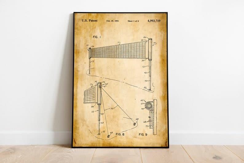 Volleyball Patent Print| Framed Art Print - MAIA HOMES