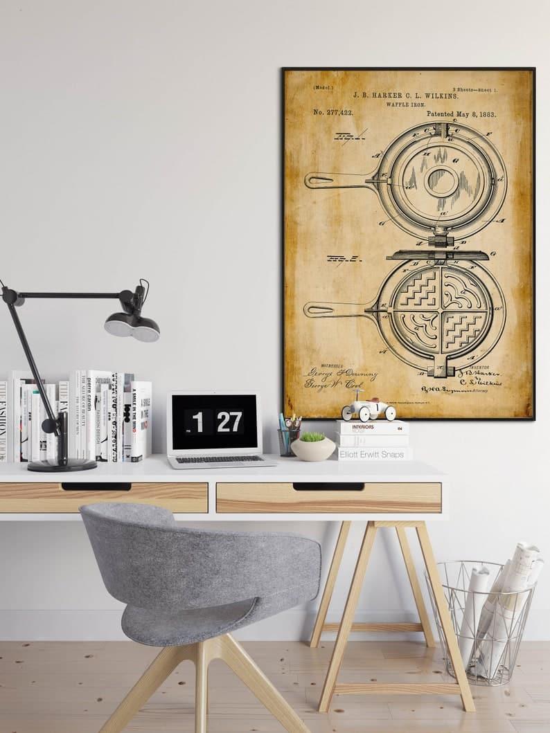 Waffle Iron Patent Print| Framed Art Print