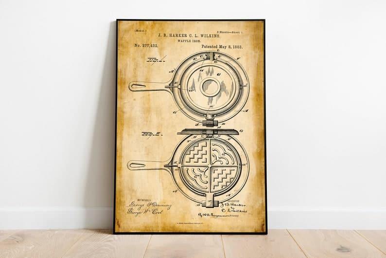 Waffle Iron Patent Print| Framed Art Print