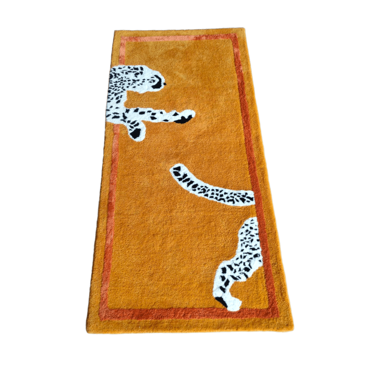 Walking Wild Cat Leopard on Silk Road Hand Tufted Wool Rug - Gold Lush Brown - MAIA HOMES