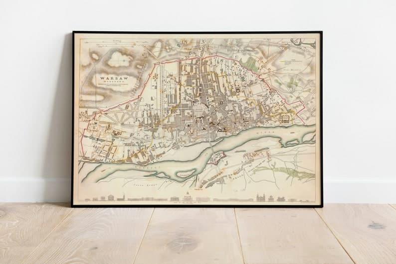 Warsaw Map Print| Fine Art Prints