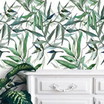 Watercolor Green Bamboo Leaves Botanical Wallpaper