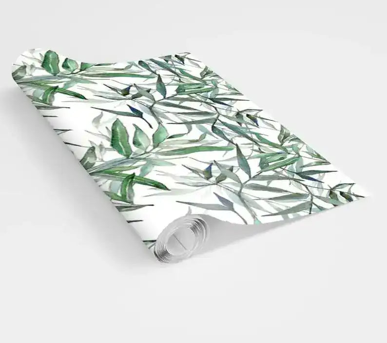 Watercolor Green Bamboo Leaves Botanical Wallpaper
