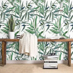 Watercolor Green Bamboo Leaves Botanical Wallpaper