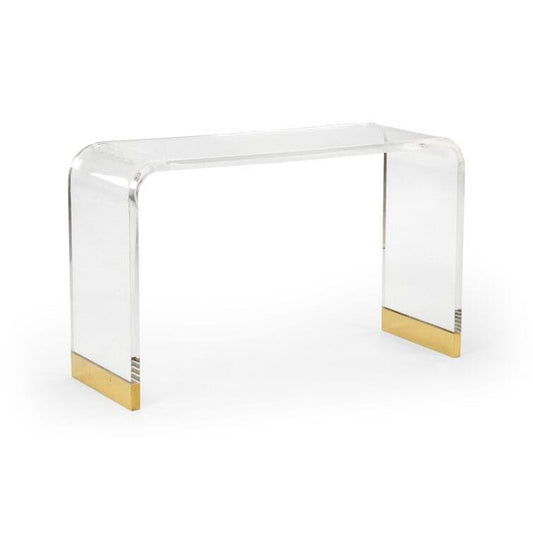 Waterfall Acrylic Brassed Console Table - MAIA HOMES