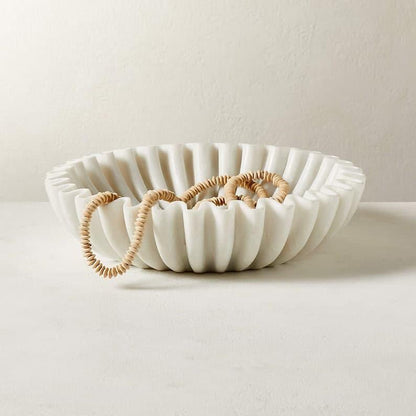 Wavy White Marble Decorative Fruit Bowl - MAIA HOMES