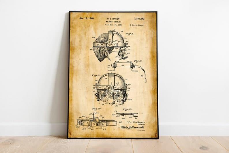 Welding Googles Patent Print| Framed Art Print - MAIA HOMES