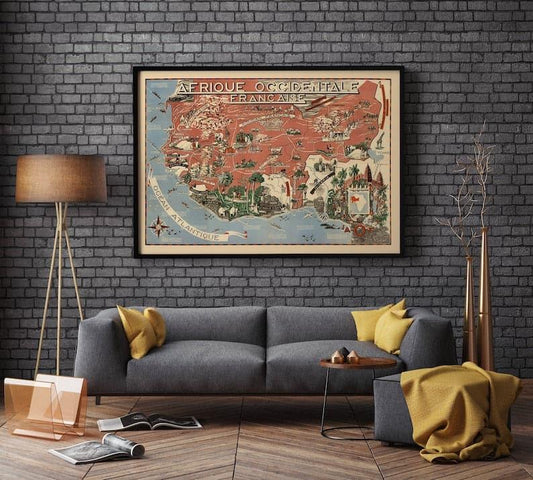 West Africa Vintage Map Wall Print| Africa Occidental - MAIA HOMES
