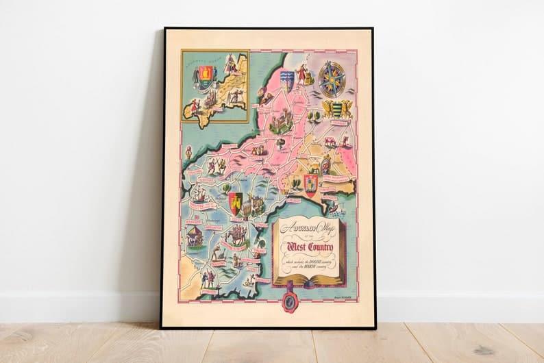 West Country Map Print| Art History