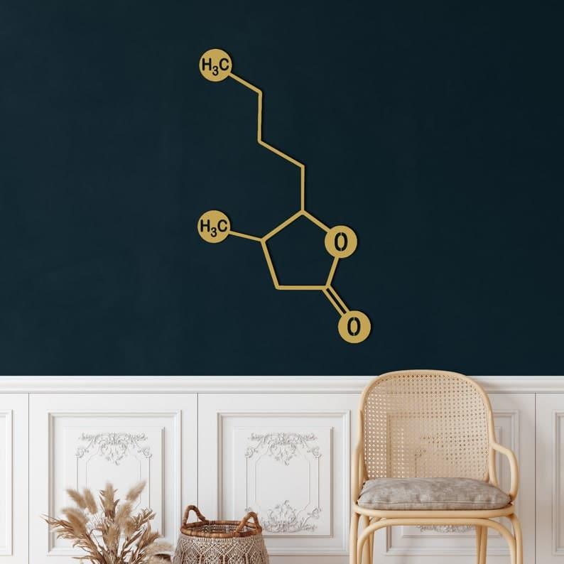 Whiskey Molecule Metal Wall Art Gold