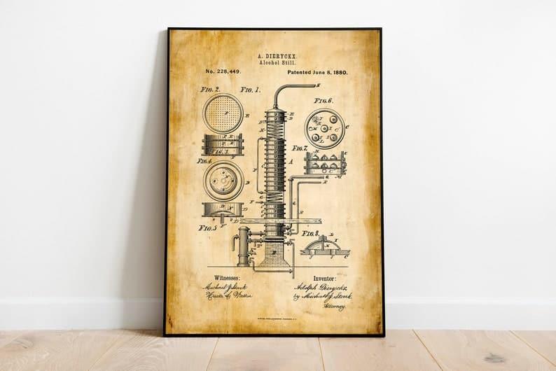 Whiskey Still Patent Print| Framed Art Print - MAIA HOMES
