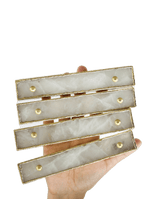 White Agate Cabinet Door Pull Handle - Set of 4 Rose Gold Finish