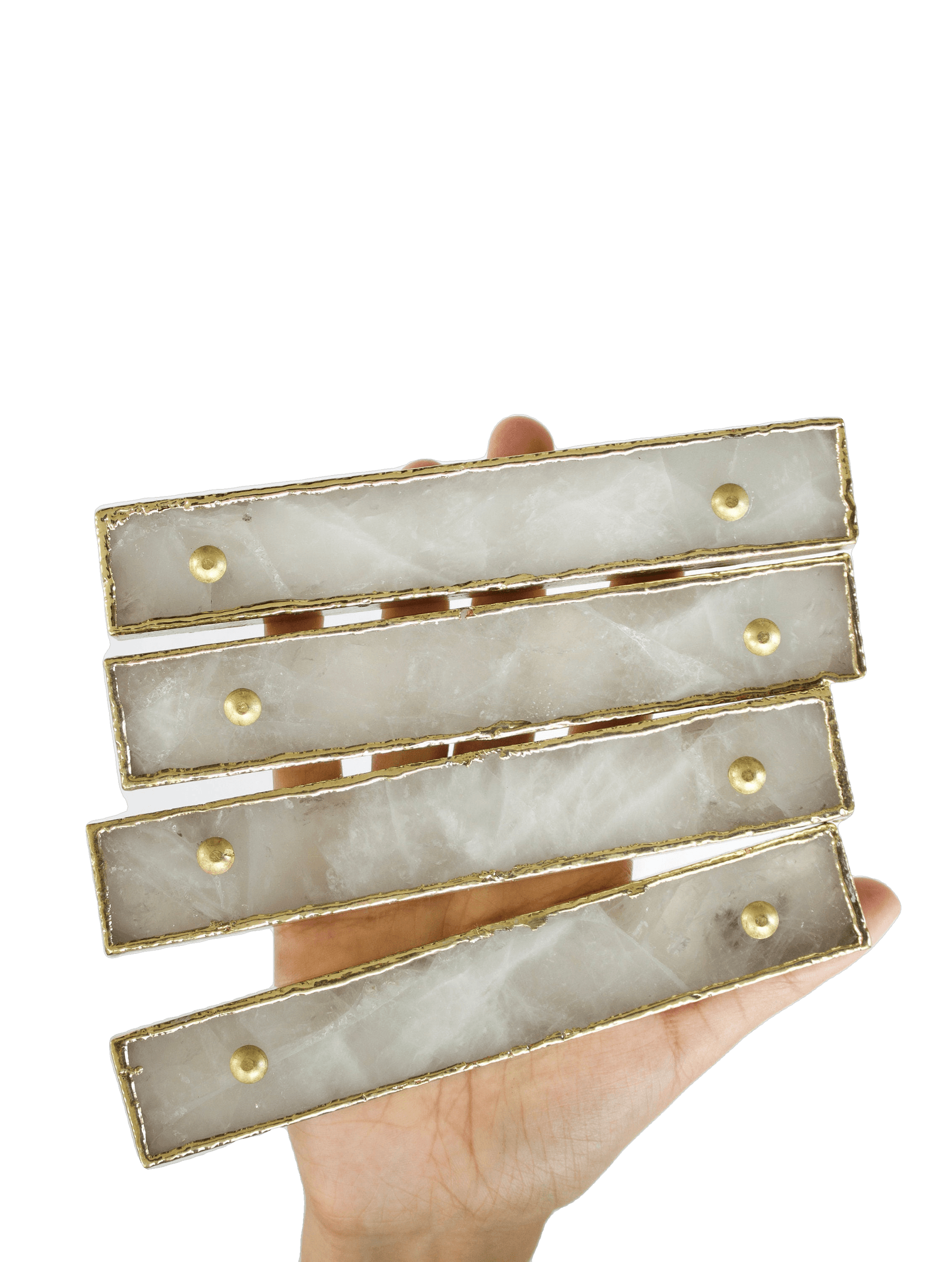 White Agate Cabinet Door Pull Handle - Set of 4 Rose Gold Finish