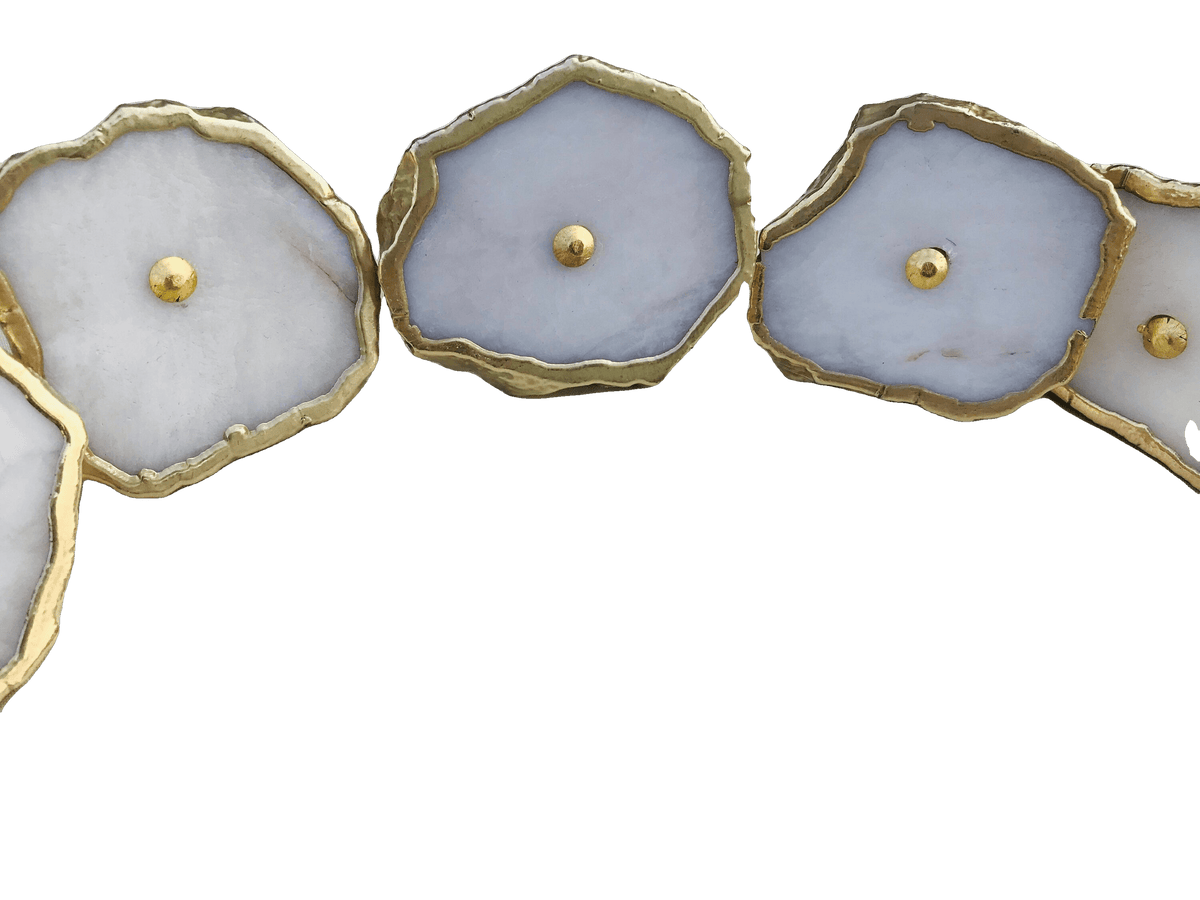 White Agate Cabinet Door Pull Handle - Set of 6