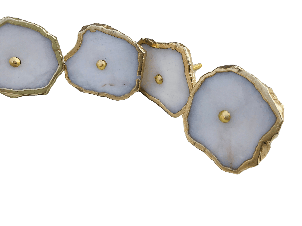 White Agate Cabinet Door Pull Handle - Set of 6