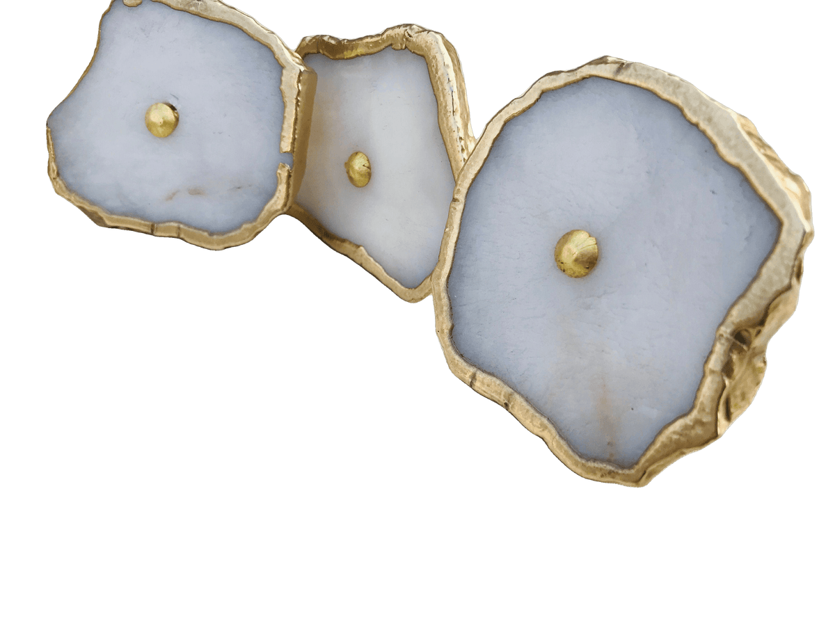 White Agate Cabinet Door Pull Handle - Set of 6