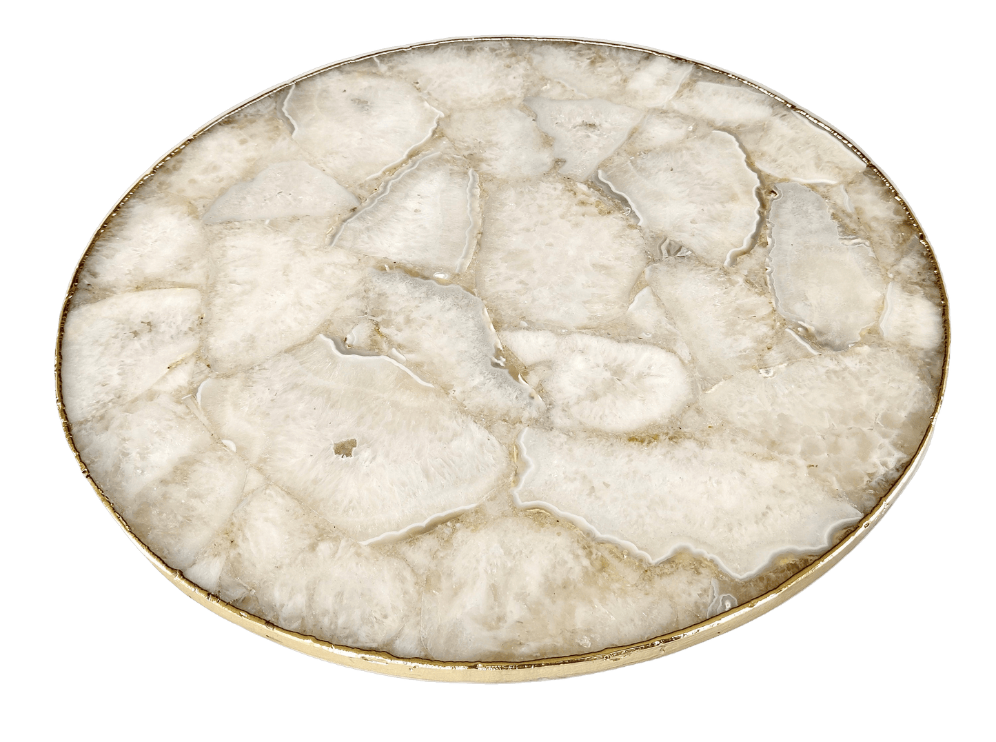 White Agate Countertop Lazy Susan Centerpiece - MAIA HOMES