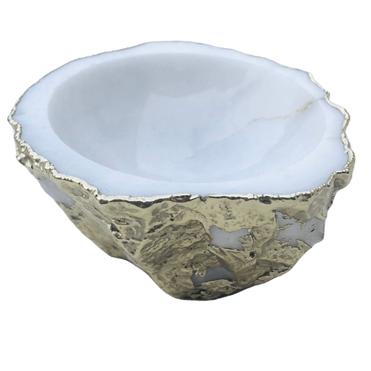 White Agate Geode Jewelry Bowl - MAIA HOMES