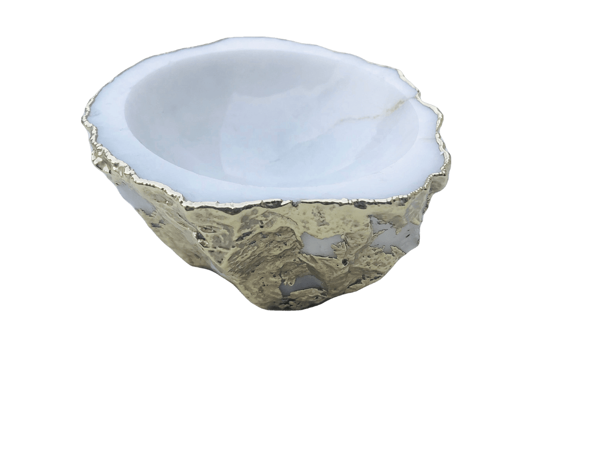 White Agate Geode Jewelry Bowl