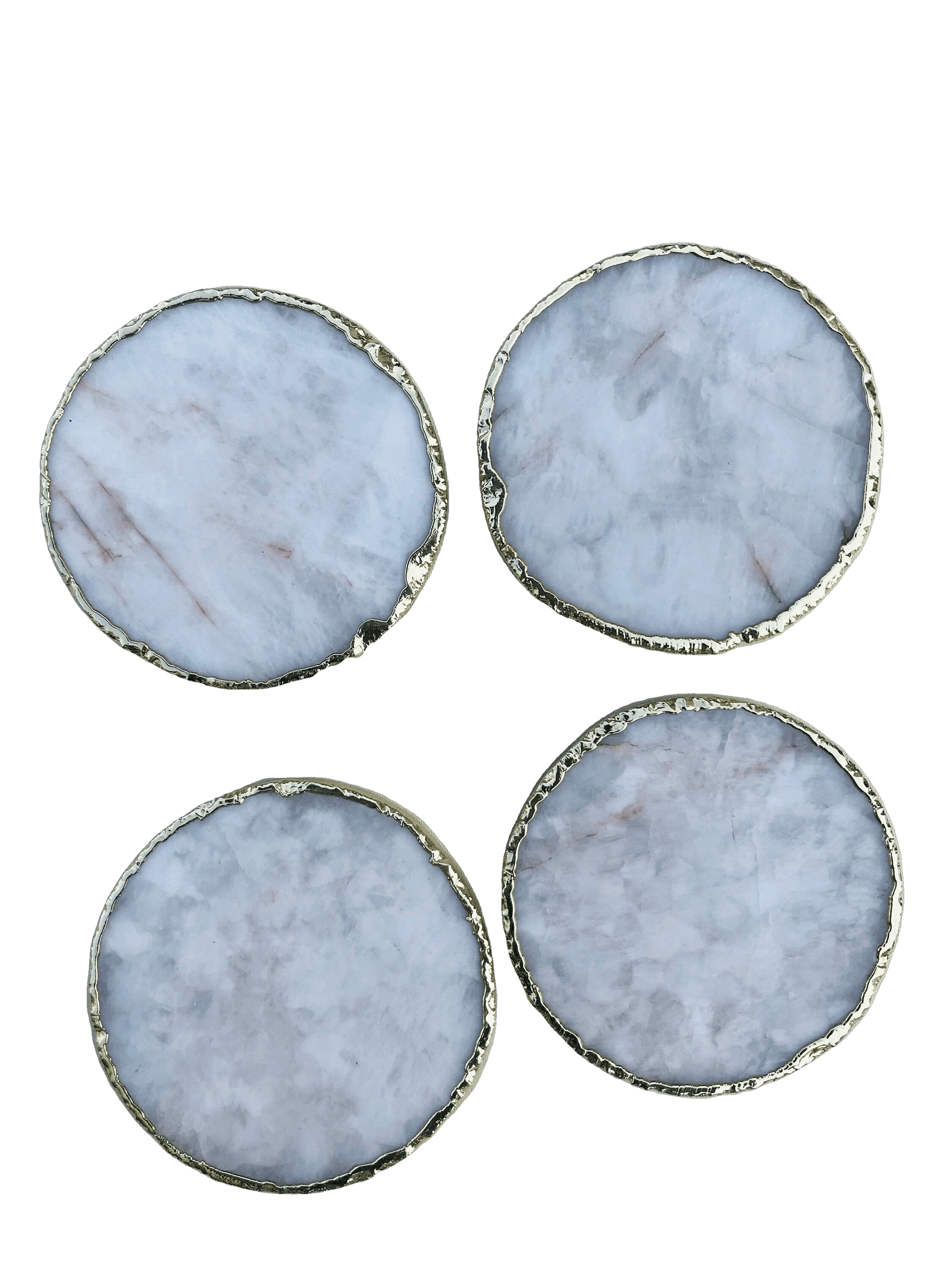 White Agate Hand Rounded Coasters - Set of 4 Rose Gold