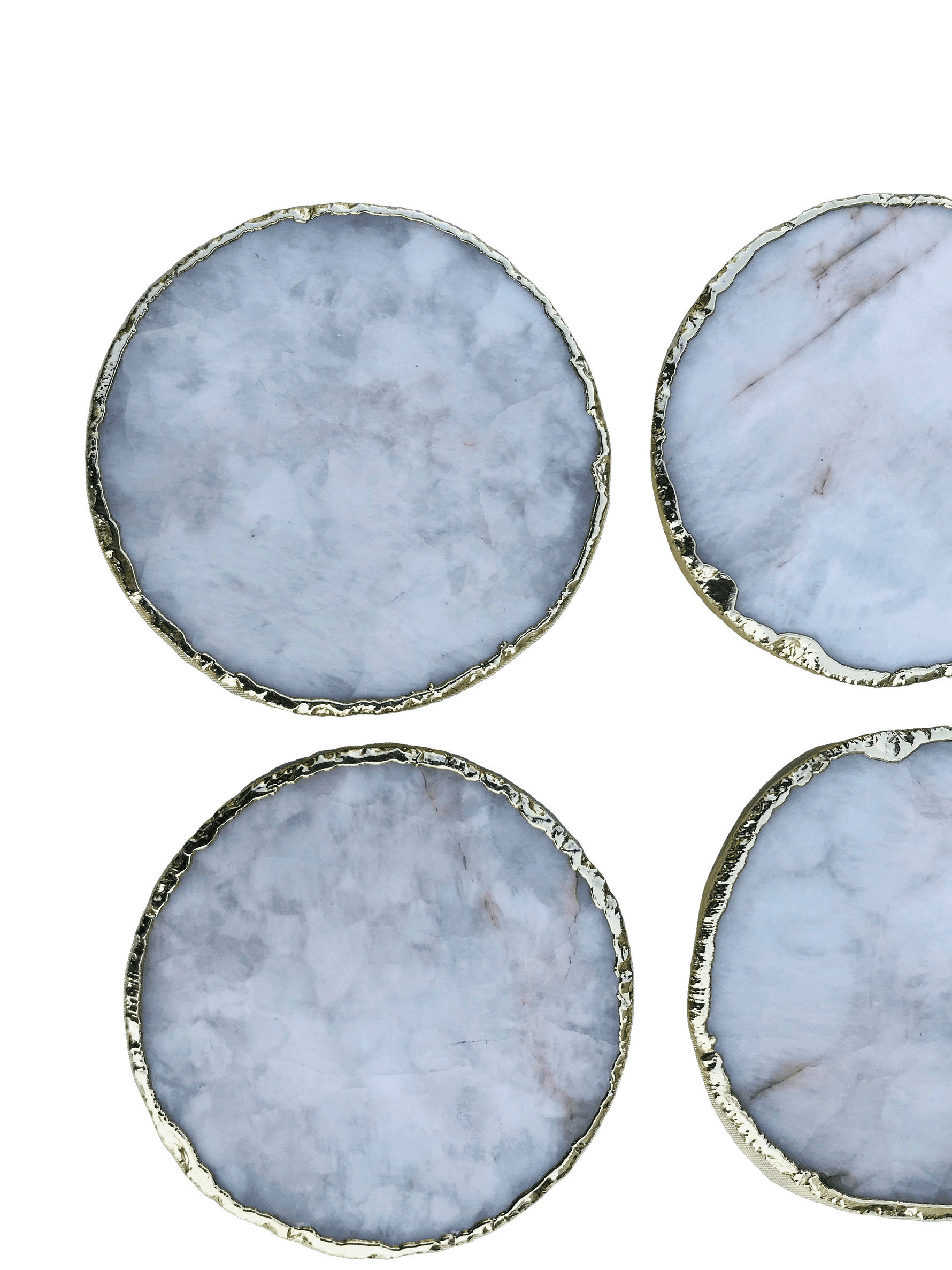 White Agate Hand Rounded Coasters - Set of 4