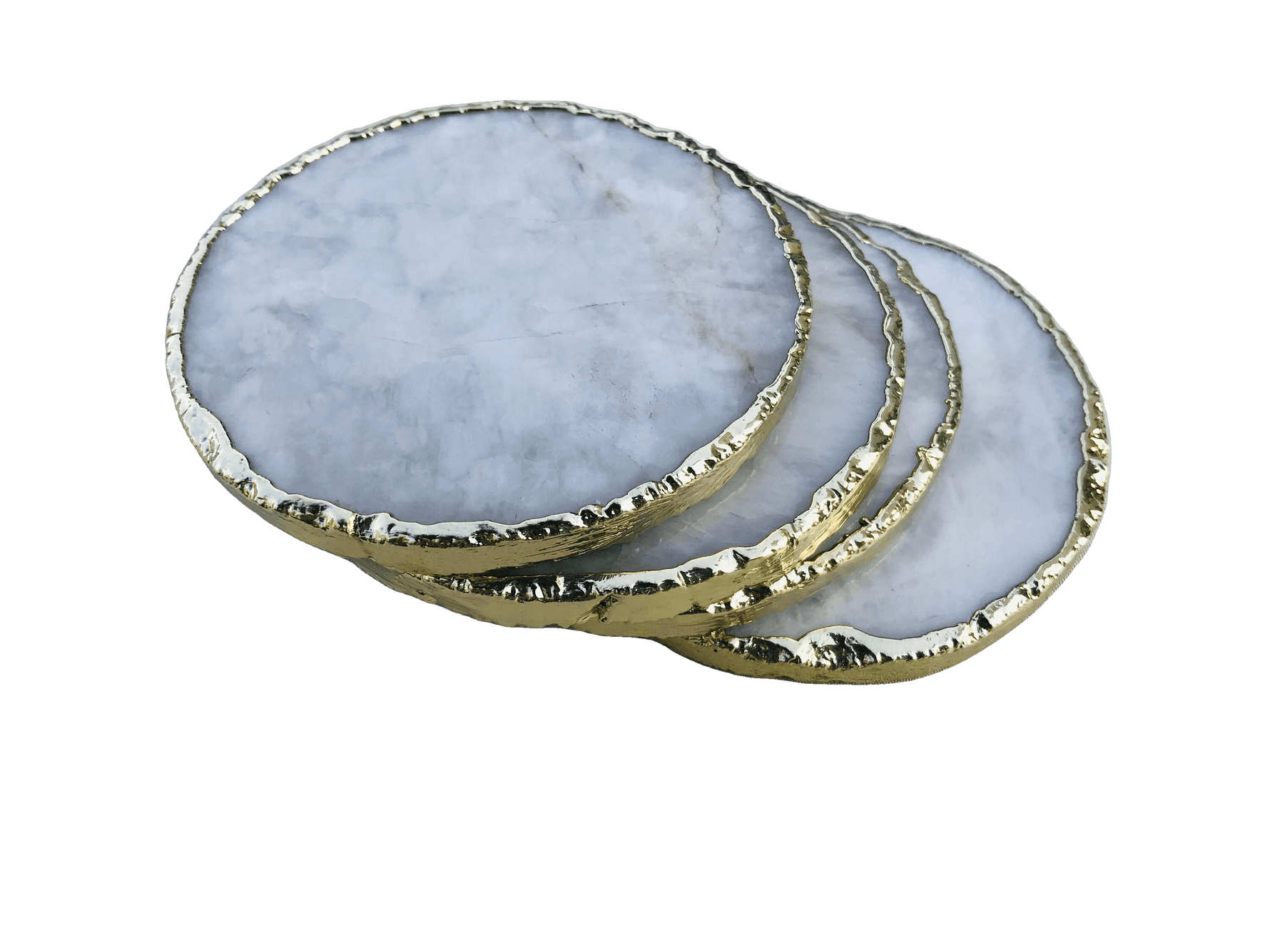 White Agate Hand Rounded Coasters - Set of 4