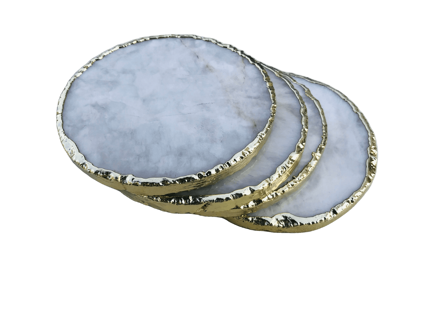 White Agate Hand Rounded Coasters - Set of 4 - MAIA HOMES