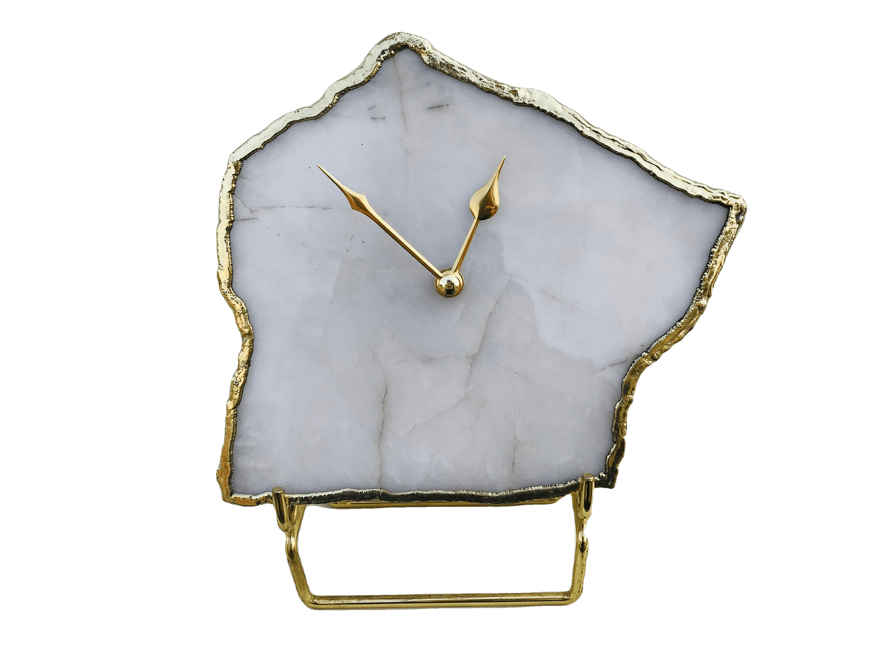 White Agate Large Wall Table Clock Rose Gold