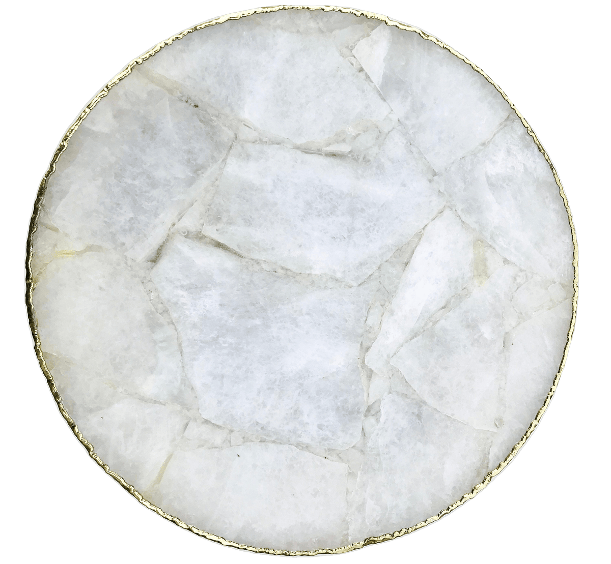 White Agate Round Edge Side Table