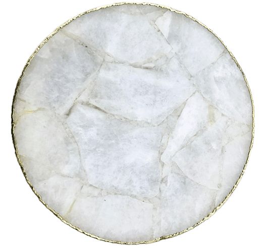 White Agate Round Edge Side Table - MAIA HOMES