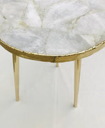 White Agate Round Edge Side Table