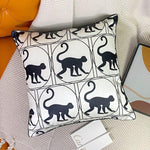 White and Black Circle Monkey Cushion Cover