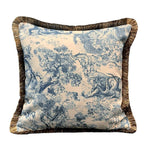 White and Blue Chinoiserie Throw Pillow with Fringes Default Title