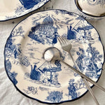 White and Blue Euro Chinoiserie Dinner Plate