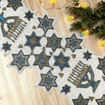 White and Blue Hanukkah Decorative Beaded Table Runner Default Title