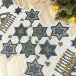 White and Blue Hanukkah Decorative Beaded Table Runner