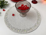 White and Glitzy Round Beaded Placemat