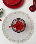 White and Glitzy Round Beaded Placemat